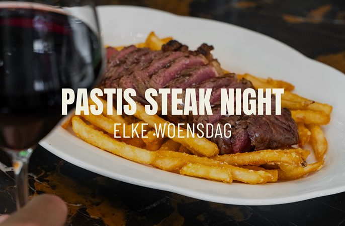 Pastis Steak Night, elke woensdag steak met Franse frites en een glas rode wijn